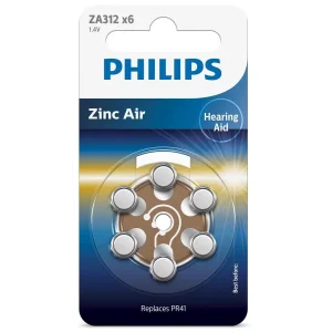 Батарейка Philips повітряно-цинкова ZA312(312A, AC312E/EZ, PR312H, PR41, PR312, DA312) блістер, 6 шт, ZA312B6A/00 UA
